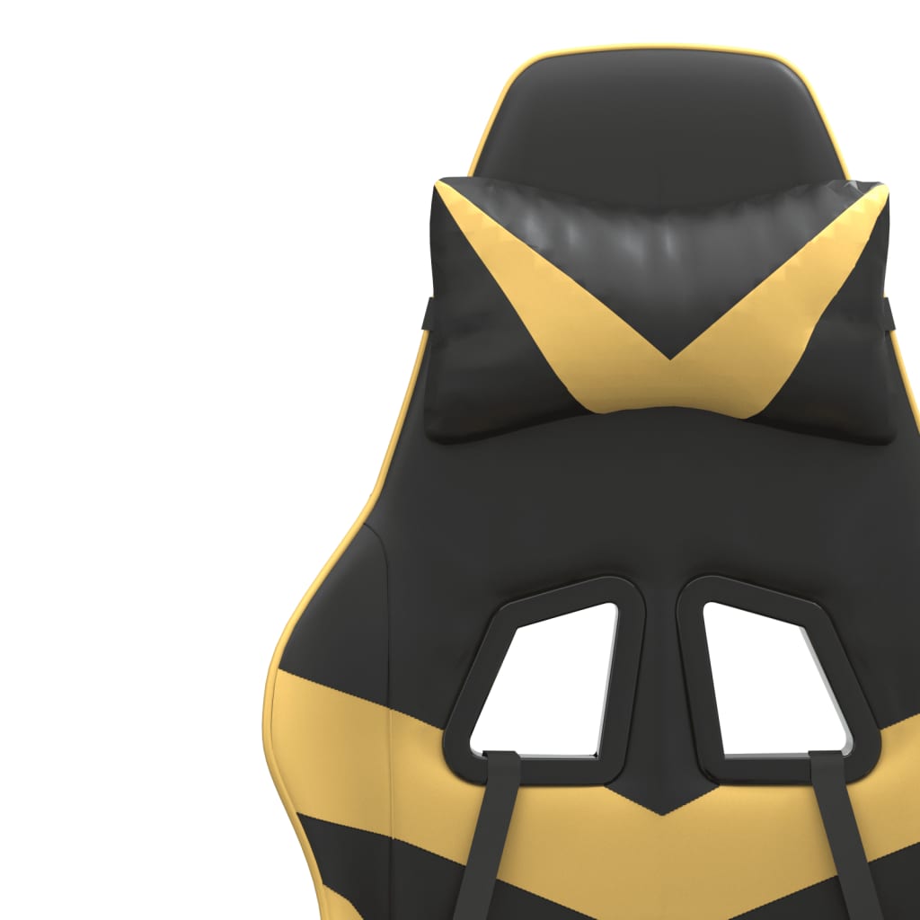 vidaXL Fotel gamingowy, czarno-złoty, sztuczna skóra