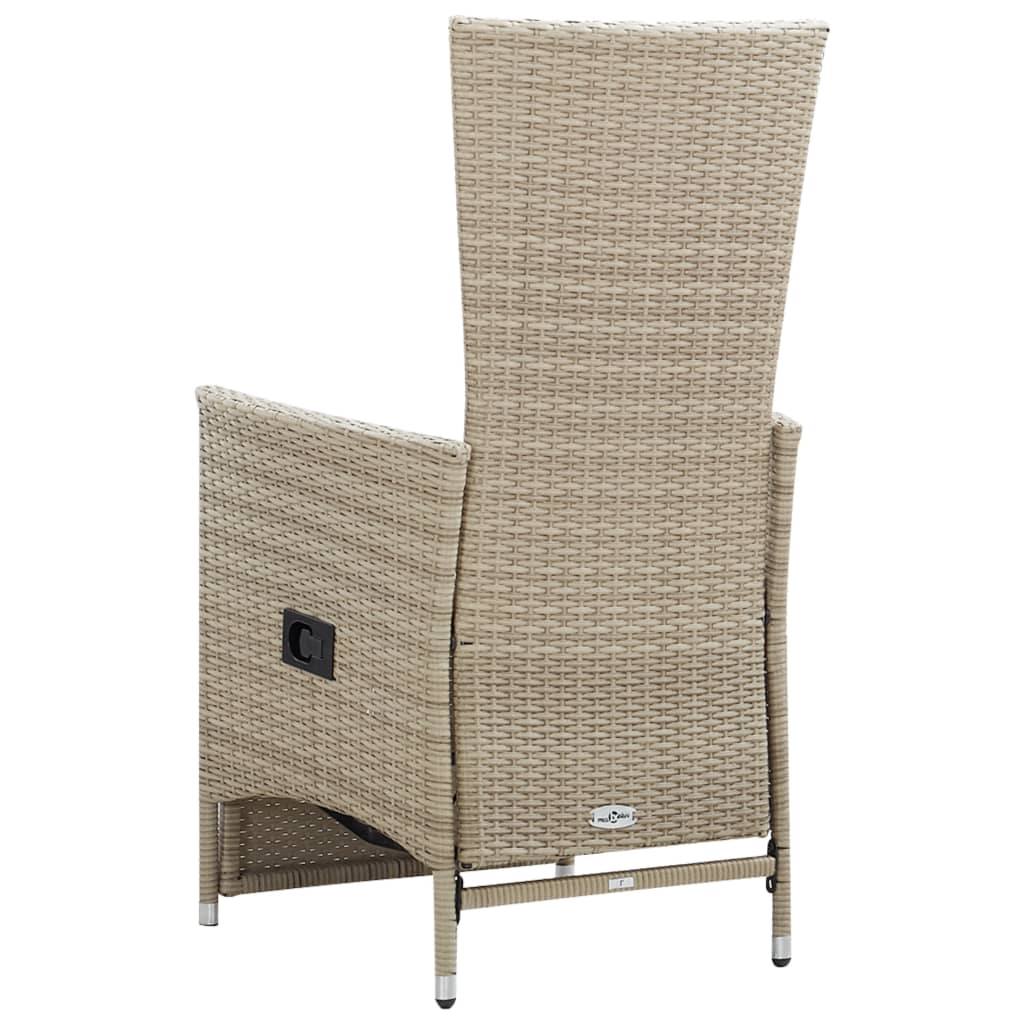 vidaXL Rozkładane krzesła ogrodowe 2 szt., poduszki, rattan PE, beżowe