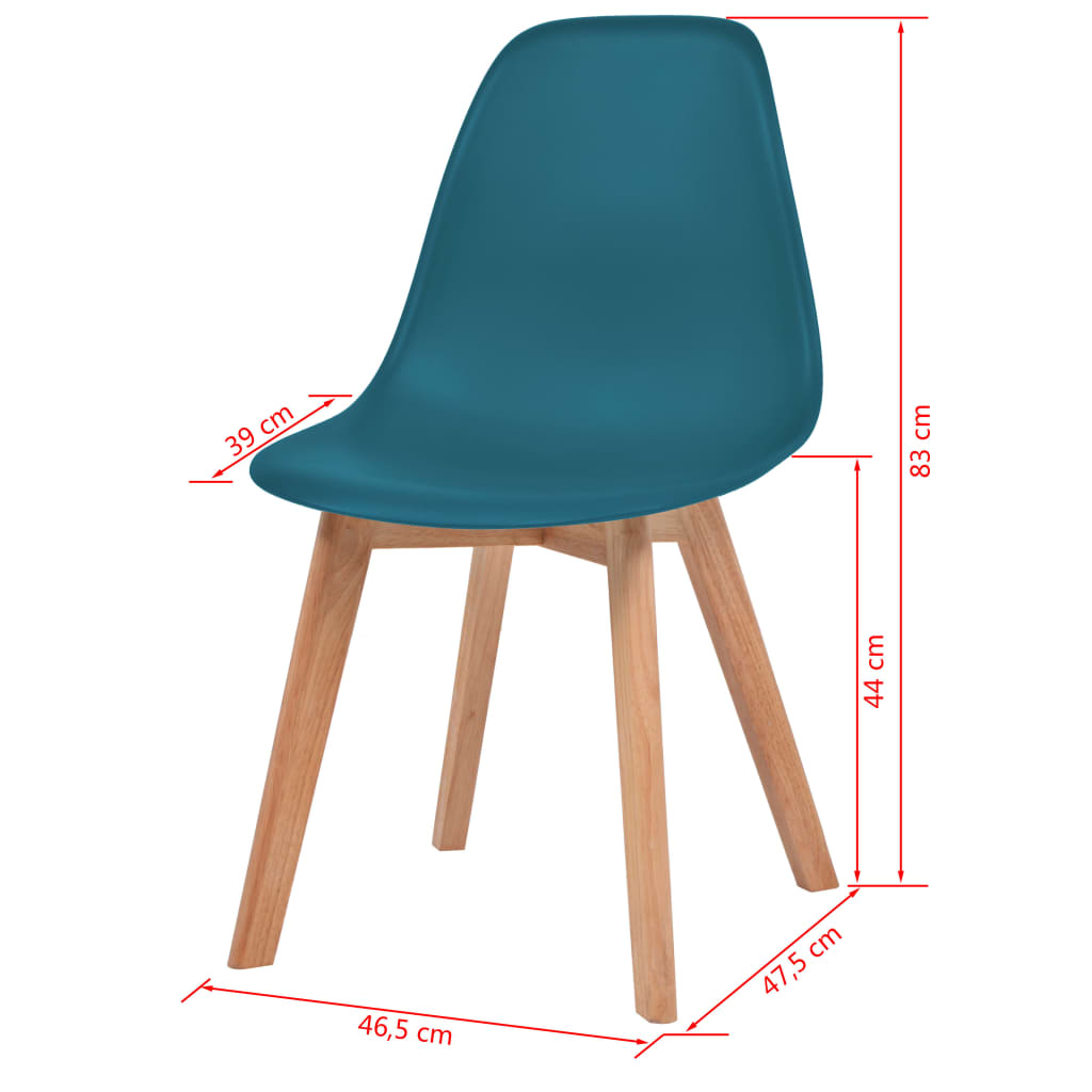 vidaXL Krzesła stołowe, 6 szt., turkusowe, plastikowe
