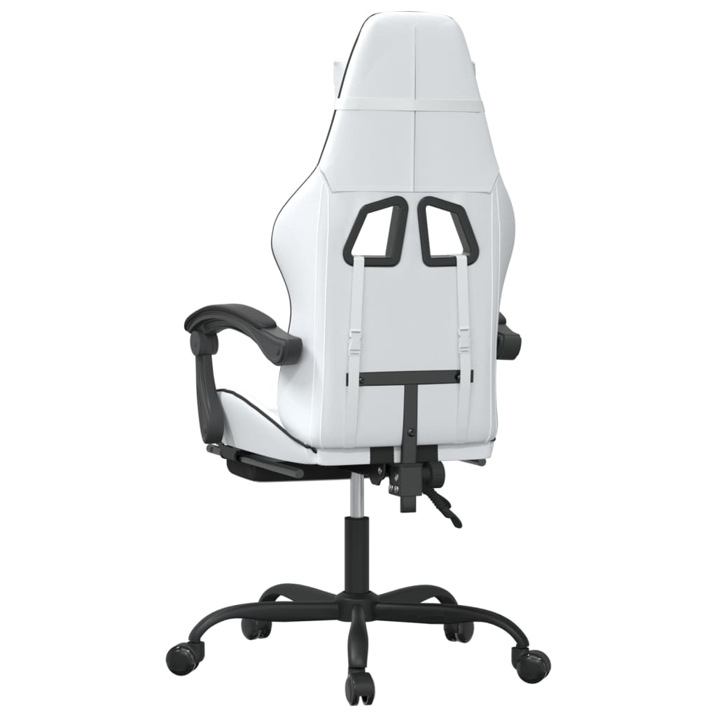 vidaXL Obrotowy fotel gamingowy z podnóżkiem, biało-czarny