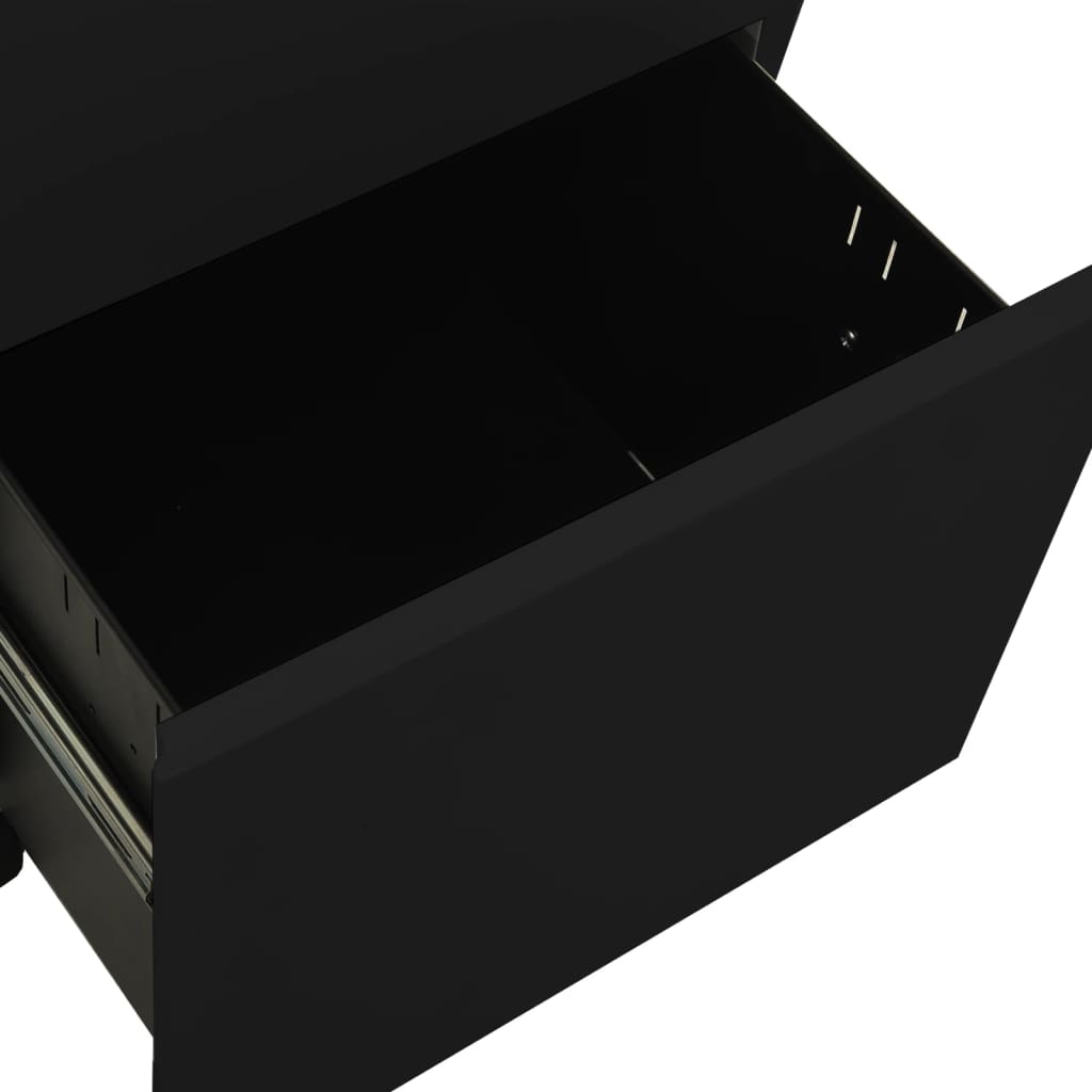 vidaXL Mobilna szafka kartotekowa, czarna, 39x45x67 cm, stalowa