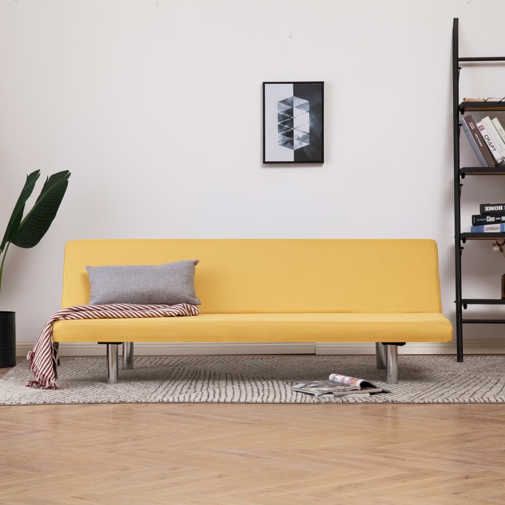 vidaXL Sofa, rozkładana, żółta, poliester