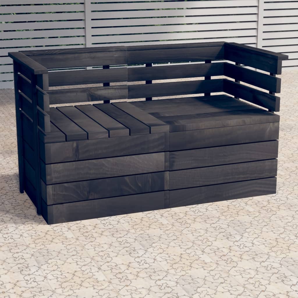 vidaXL Ogrodowa sofa 2-osobowa z palet, ciemnoszara, drewno sosnowe