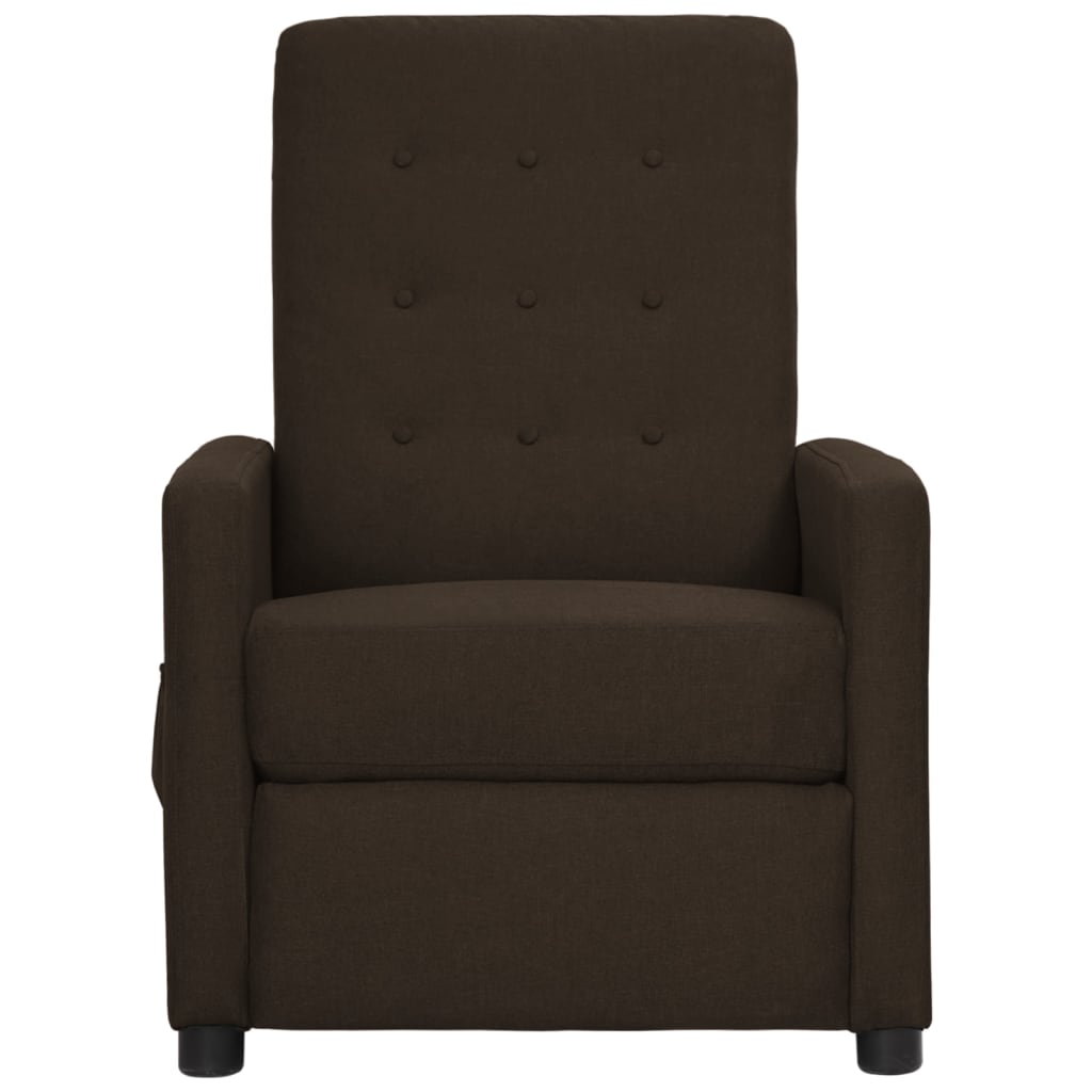 vidaXL Podnoszony fotel masujący, ciemnobrązowy, obity tkaniną