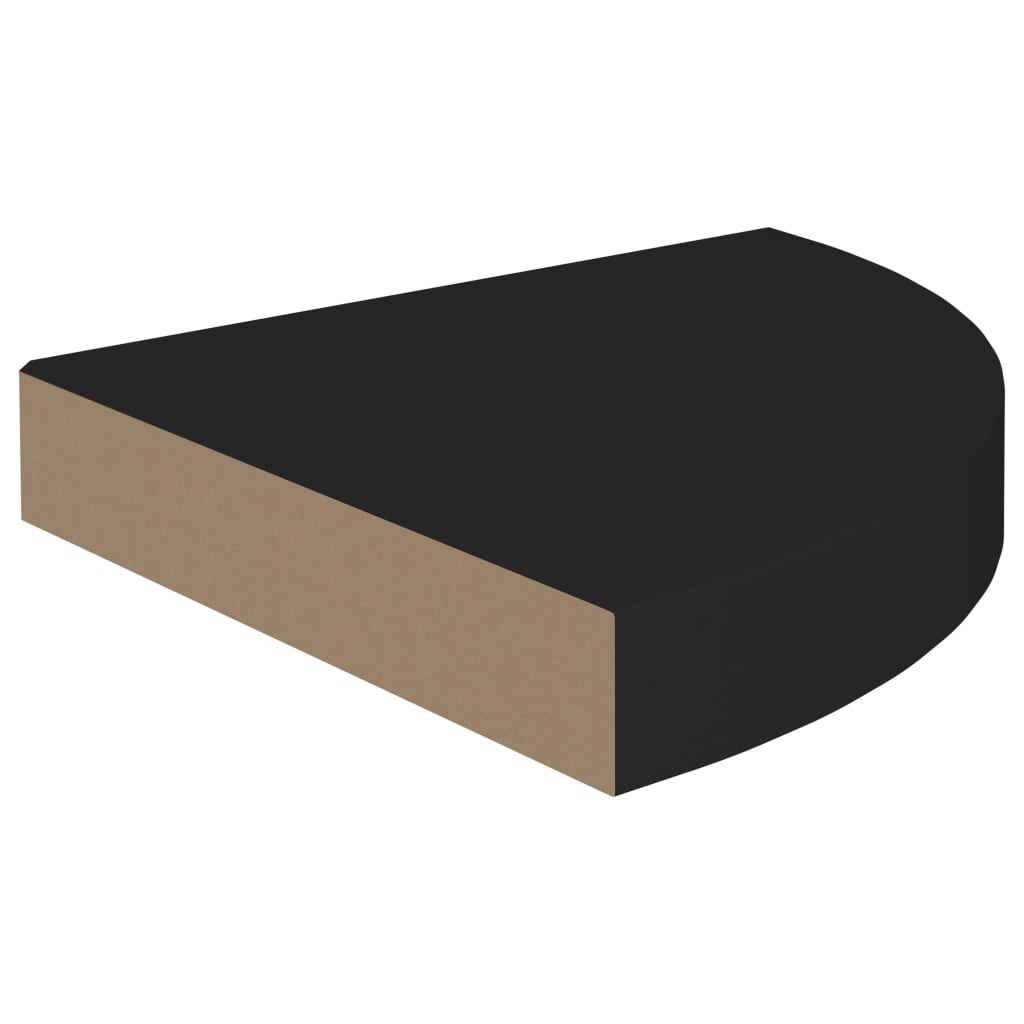 vidaXL Narożna półka ścienna, czarna, 25x25x3,8 cm, MDF
