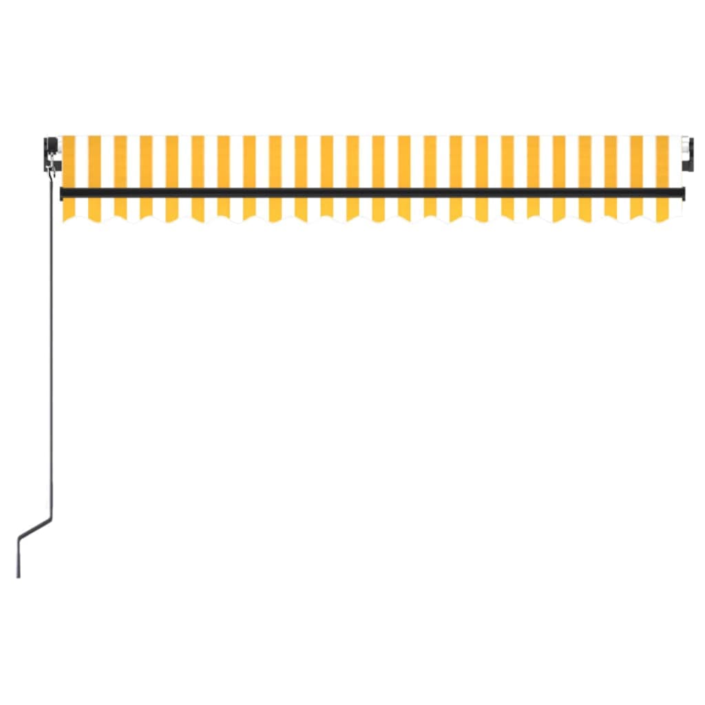 vidaXL Ręcznie zwijana markiza z LED, 450x350 cm, żółto-biała