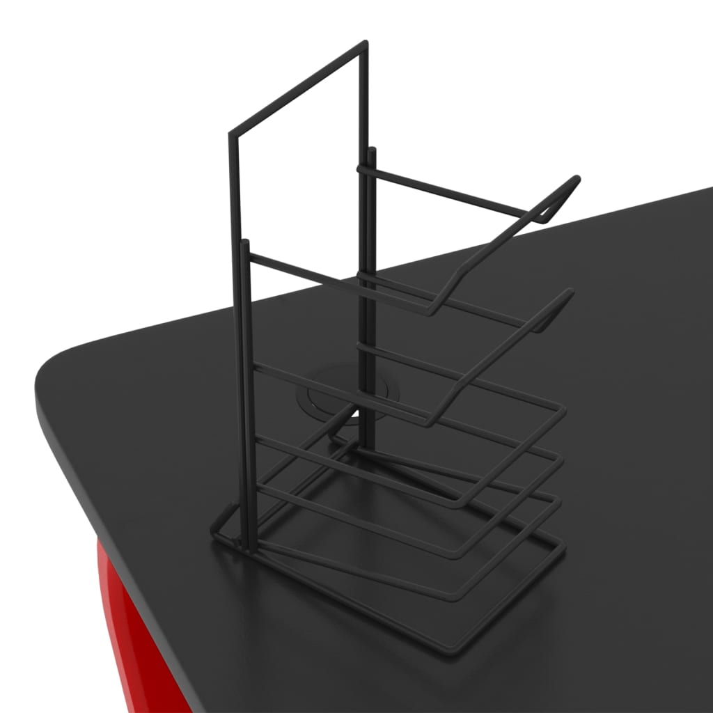 vidaXL Biurko z nogami w kształcie ZZ, czarno-czerwone, 110x60x75 cm