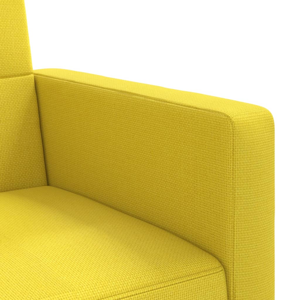 vidaXL Rozkładana kanapa z poduszkami, jasnożółta, obita tkaniną