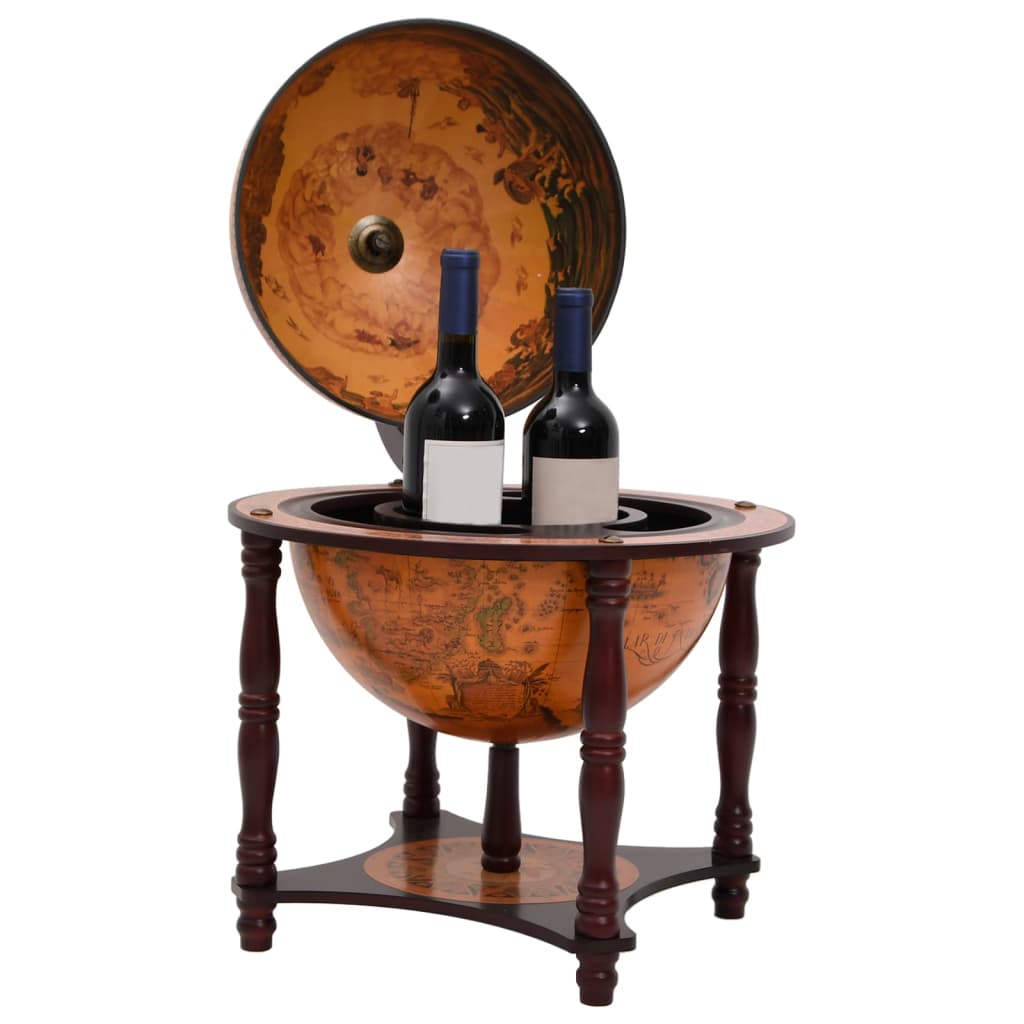 vidaXL Barek globus ze stojakiem na wino, brązowy, lity eukaliptus