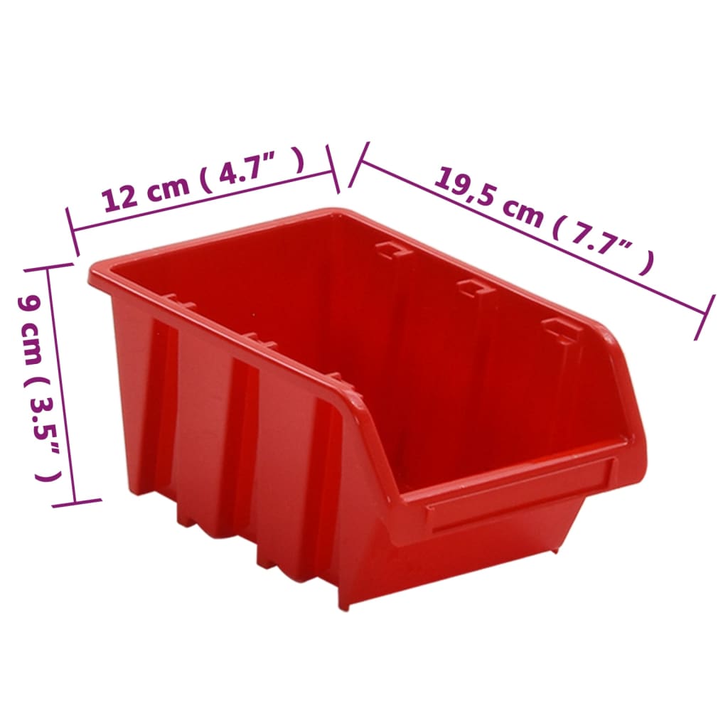 vidaXL 26-cz. zestaw kuwet warsztatowych, czerwono-czarny, 77x39 cm