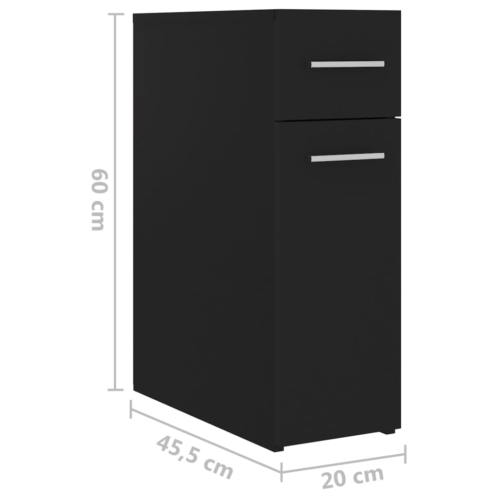 vidaXL Szafka apteczna, czarna, 20x45,5x60 cm, materiał drewnopochodny