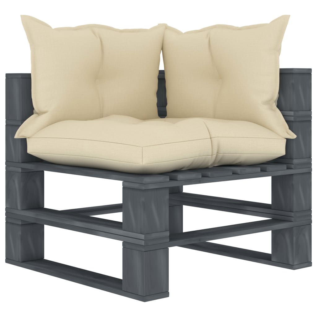 vidaXL Ogrodowa sofa 3-osobowa z palet, z kremowymi poduszkami, drewno