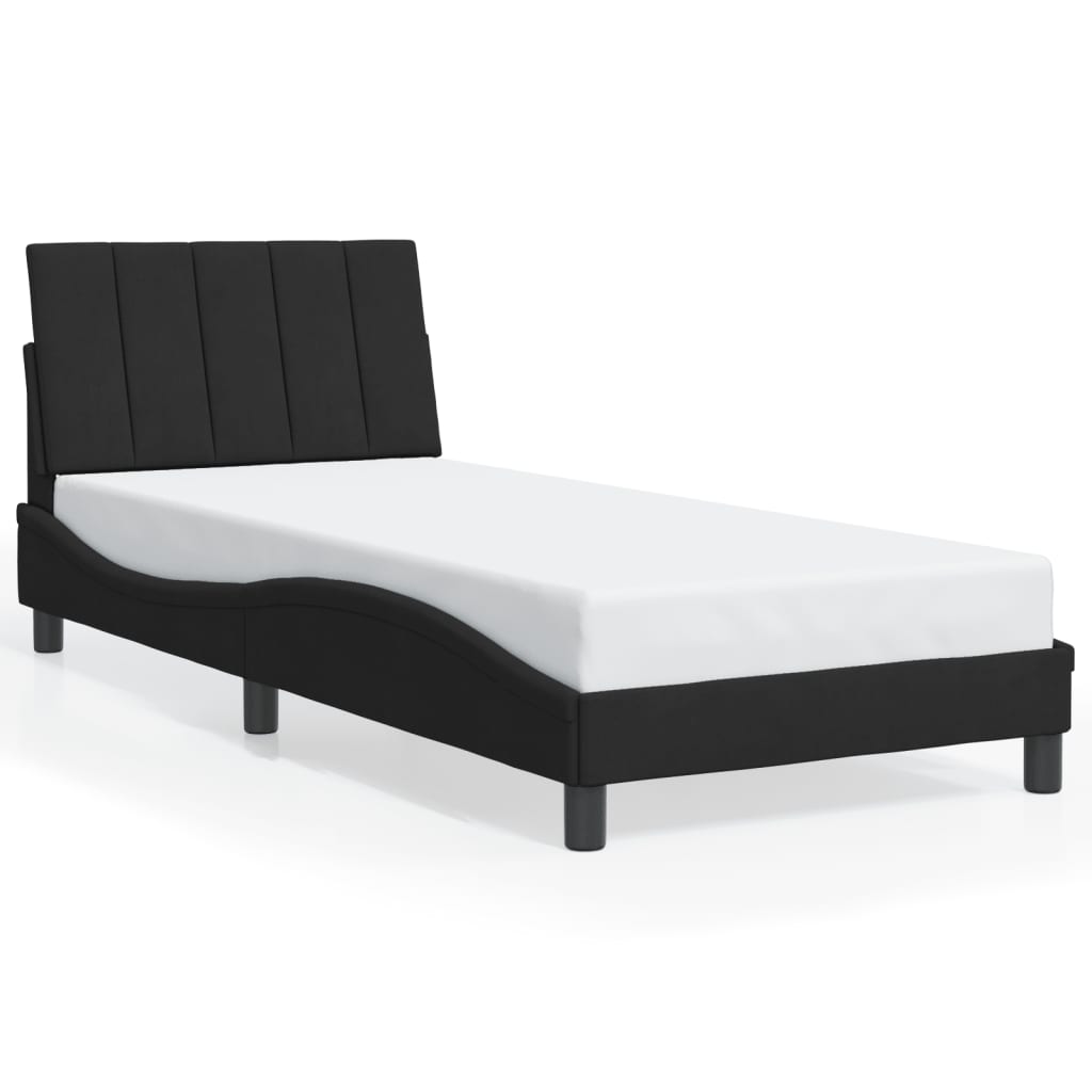 vidaXL Rama łóżka z oświetleniem LED, czarna, 90x190 cm, aksamitna