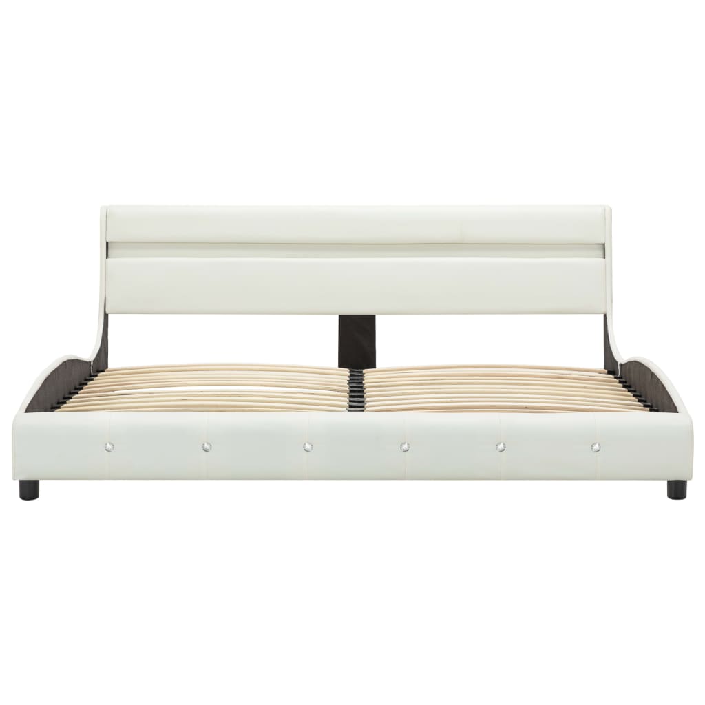 vidaXL Rama łóżka z LED, biała, sztuczna skóra, 180 x 200 cm