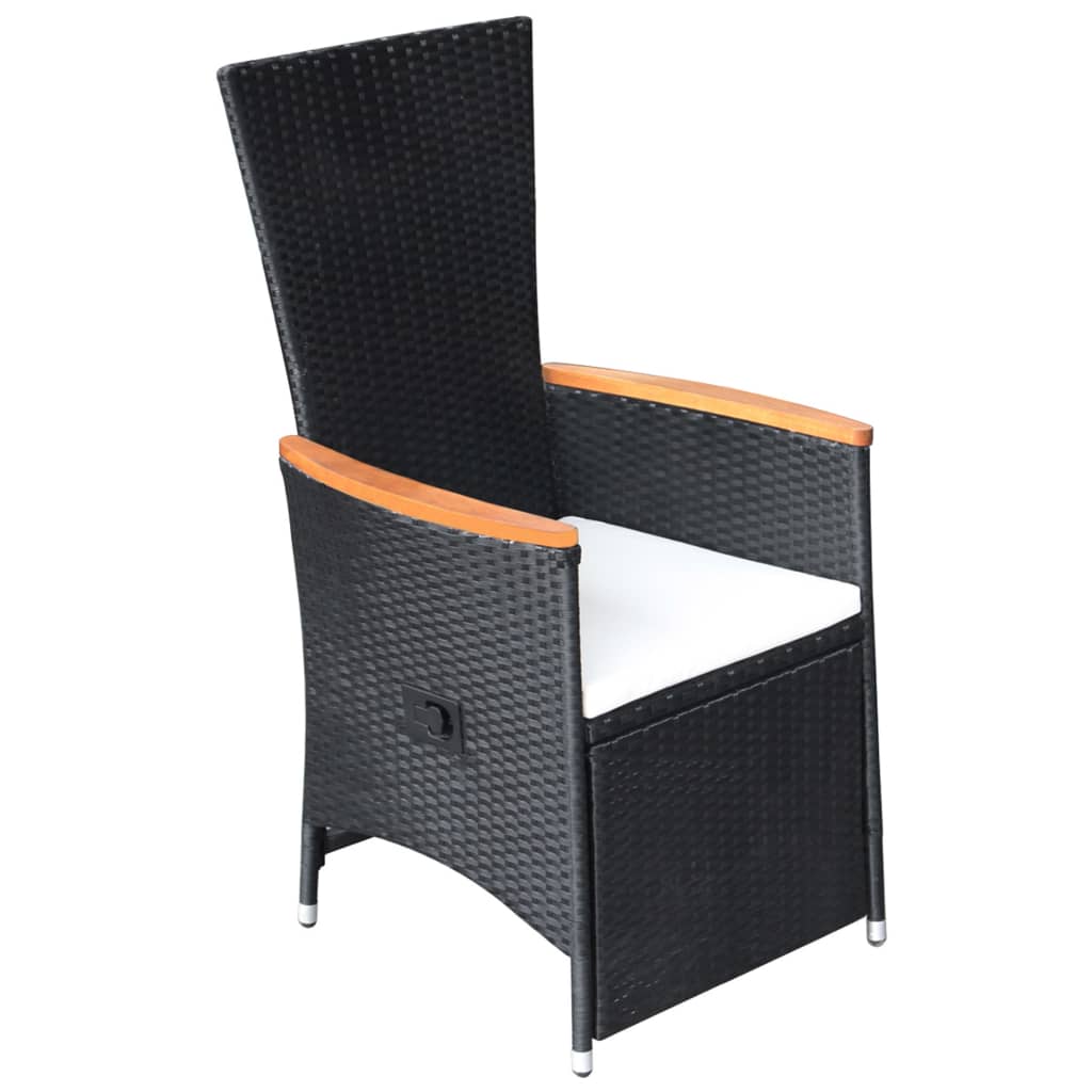 vidaXL Rozkładane krzesła ogrodowe 2 szt., poduszki, rattan PE, czarne