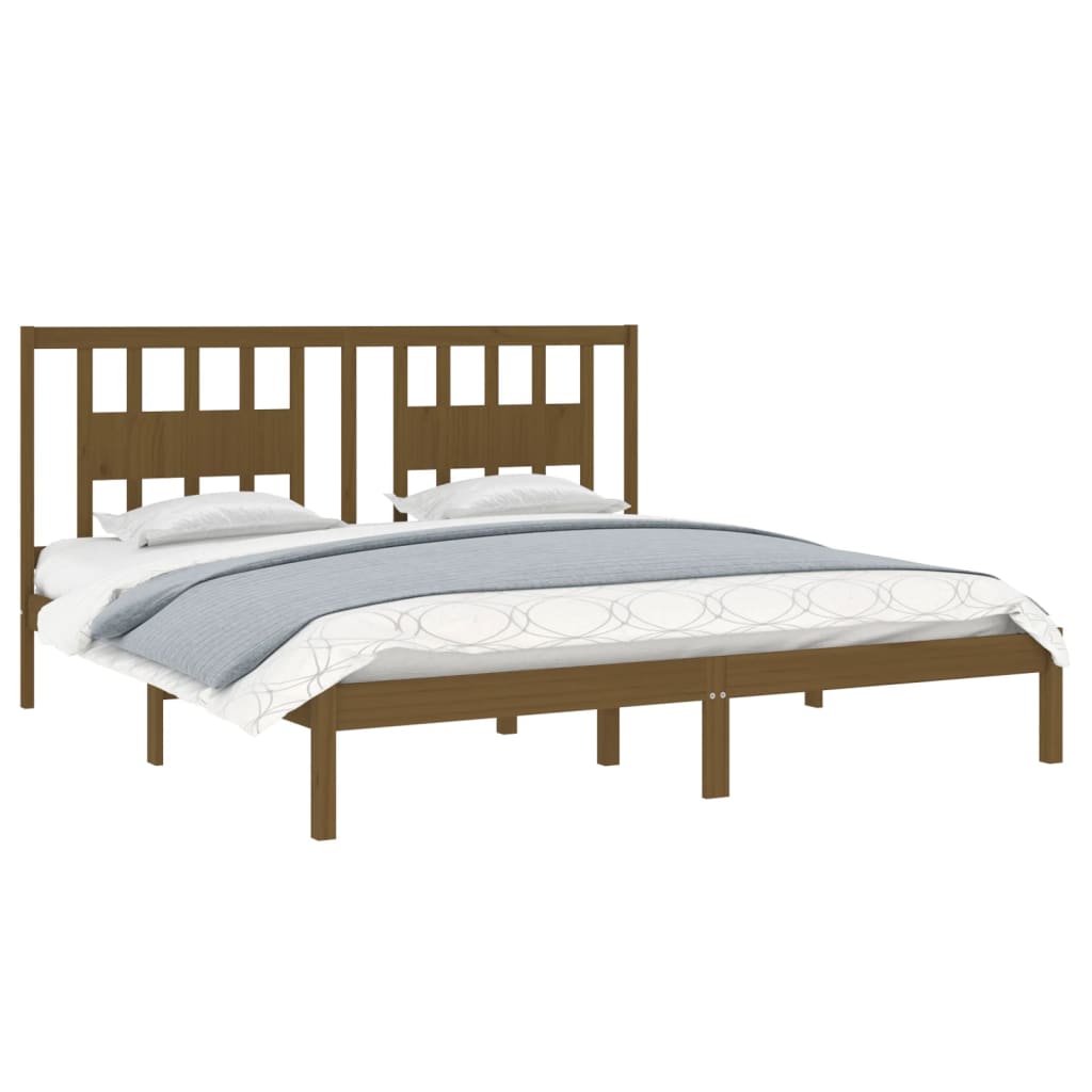 vidaXL Rama łóżka, miodowy brąz, lite drewno sosnowe, 200 x 200 cm