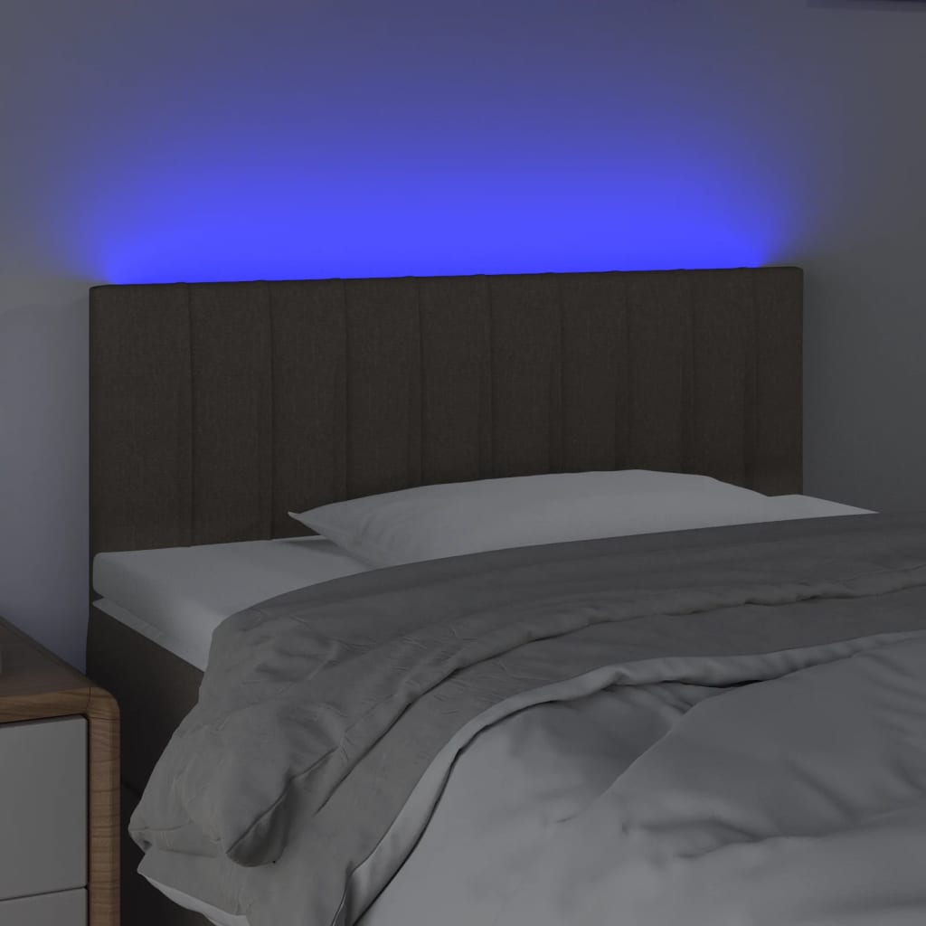 vidaXL Zagłówek do łóżka z LED, taupe, 90x5x78/88 cm, tkanina
