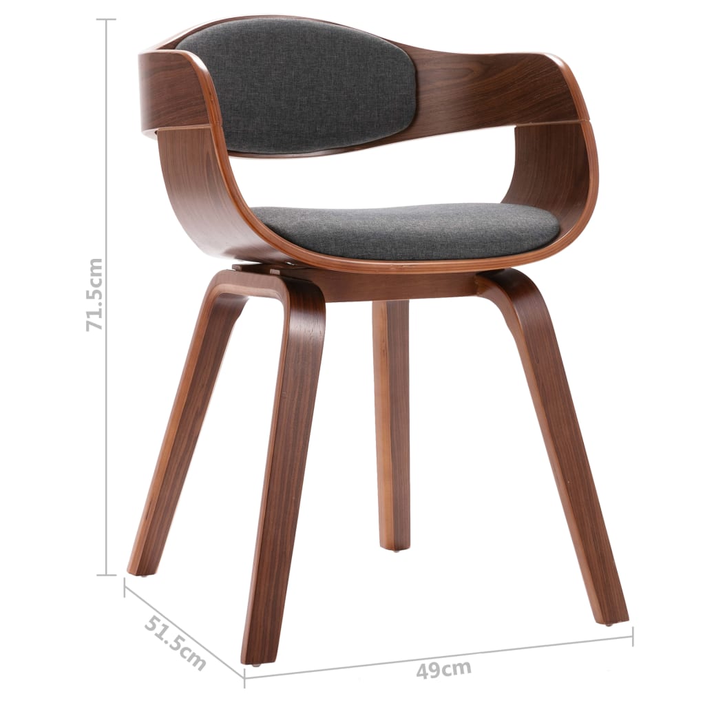 vidaXL Krzesła stołowe, 6 szt., gięte drewno i szara tkanina