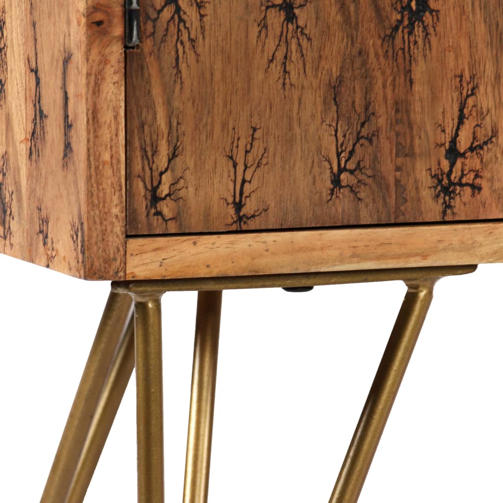 vidaXL Szafka z litego drewna akacjowego, wzór fraktal, 120x30x75 cm