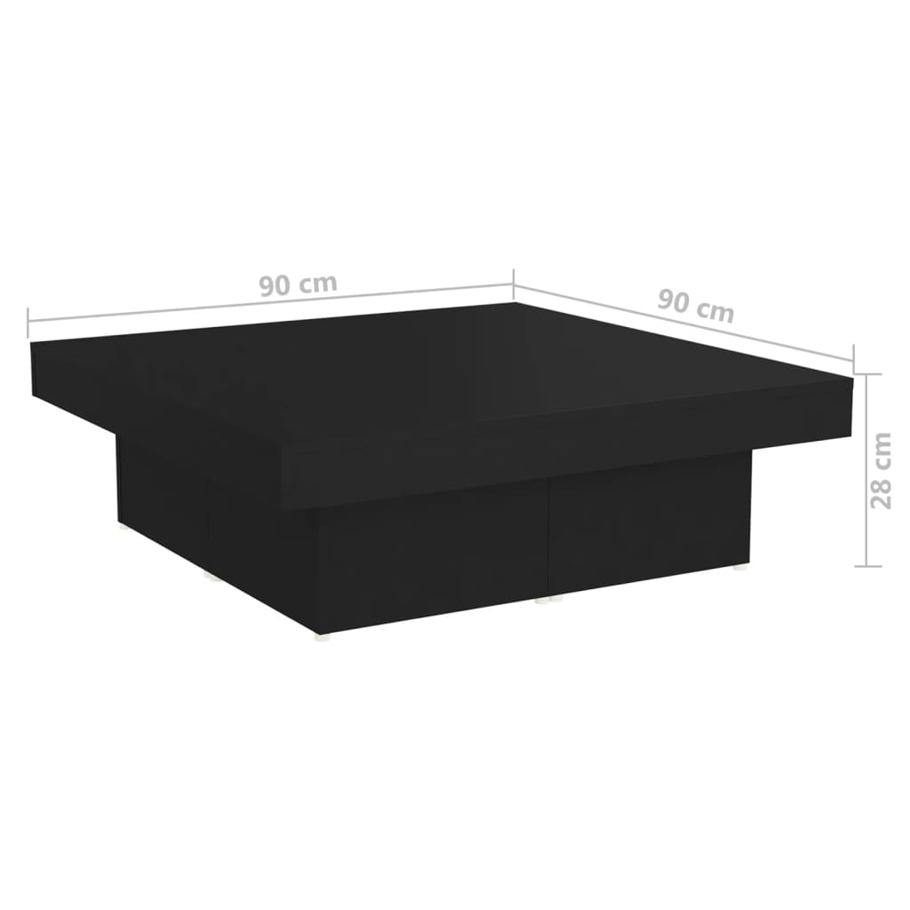 vidaXL Stolik kawowy, czarny, 90x90x28 cm, płyta wiórowa