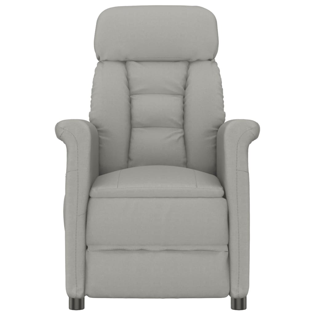 vidaXL Rozkładany fotel masujący, jasnoszary, sztuczna skóra zamszowa