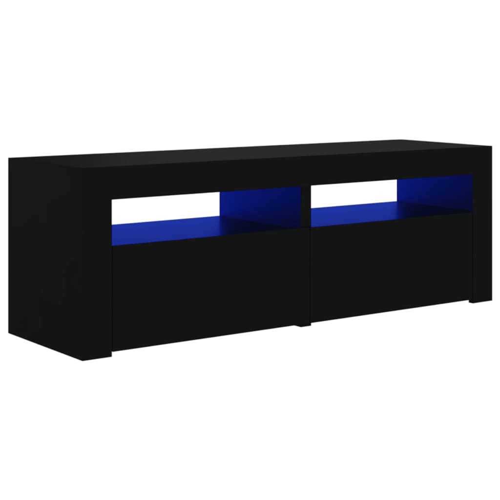 vidaXL Szafka pod TV z oświetleniem LED, czarna, 120x35x40 cm