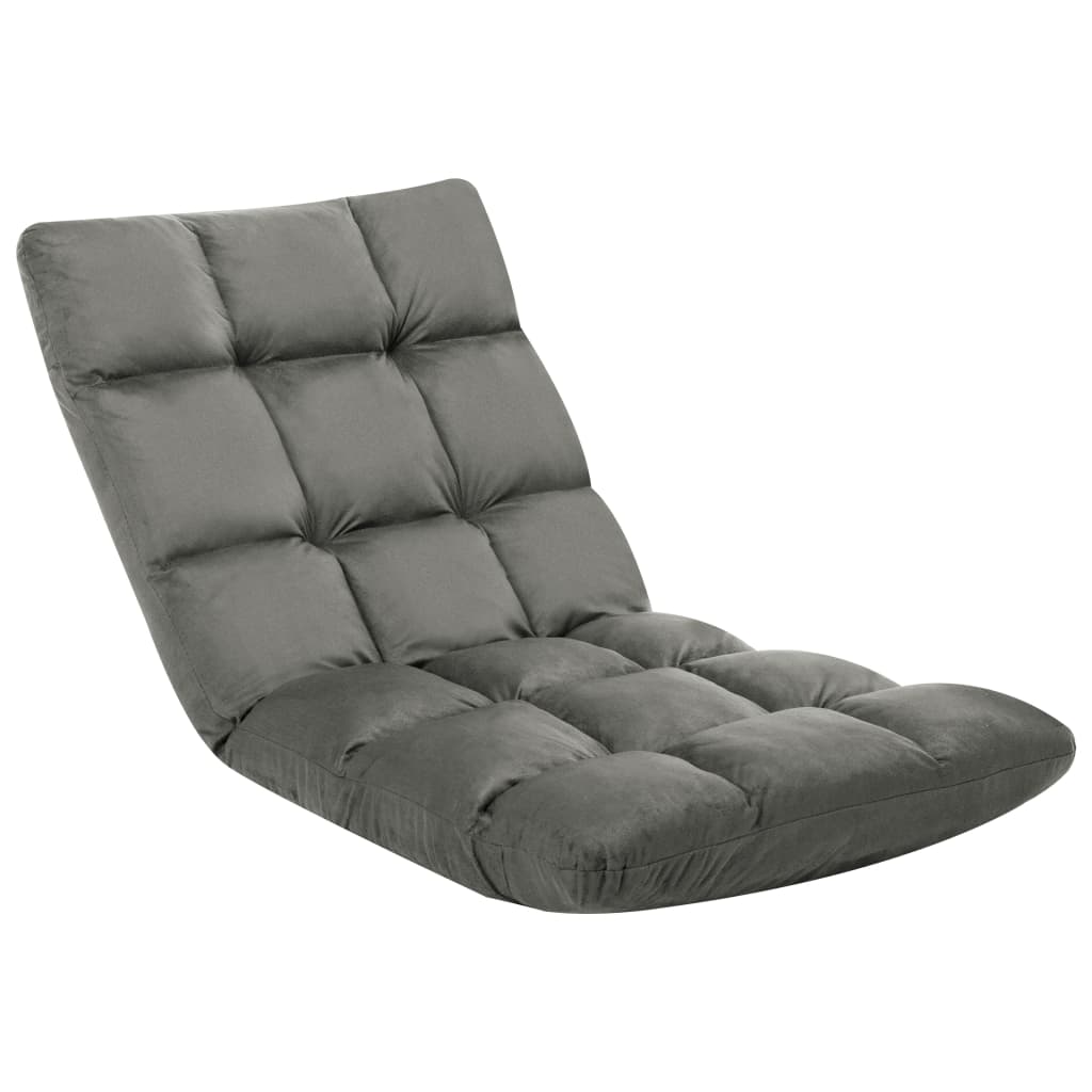 vidaXL Składane krzesło podłogowe, ciemnoszare, mikrofibra