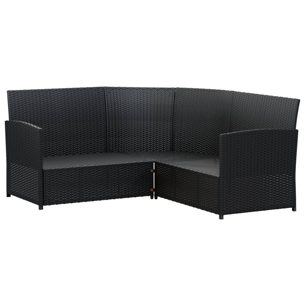 vidaXL 2-cz. sofa narożna z poduszkami, czarna, polirattan