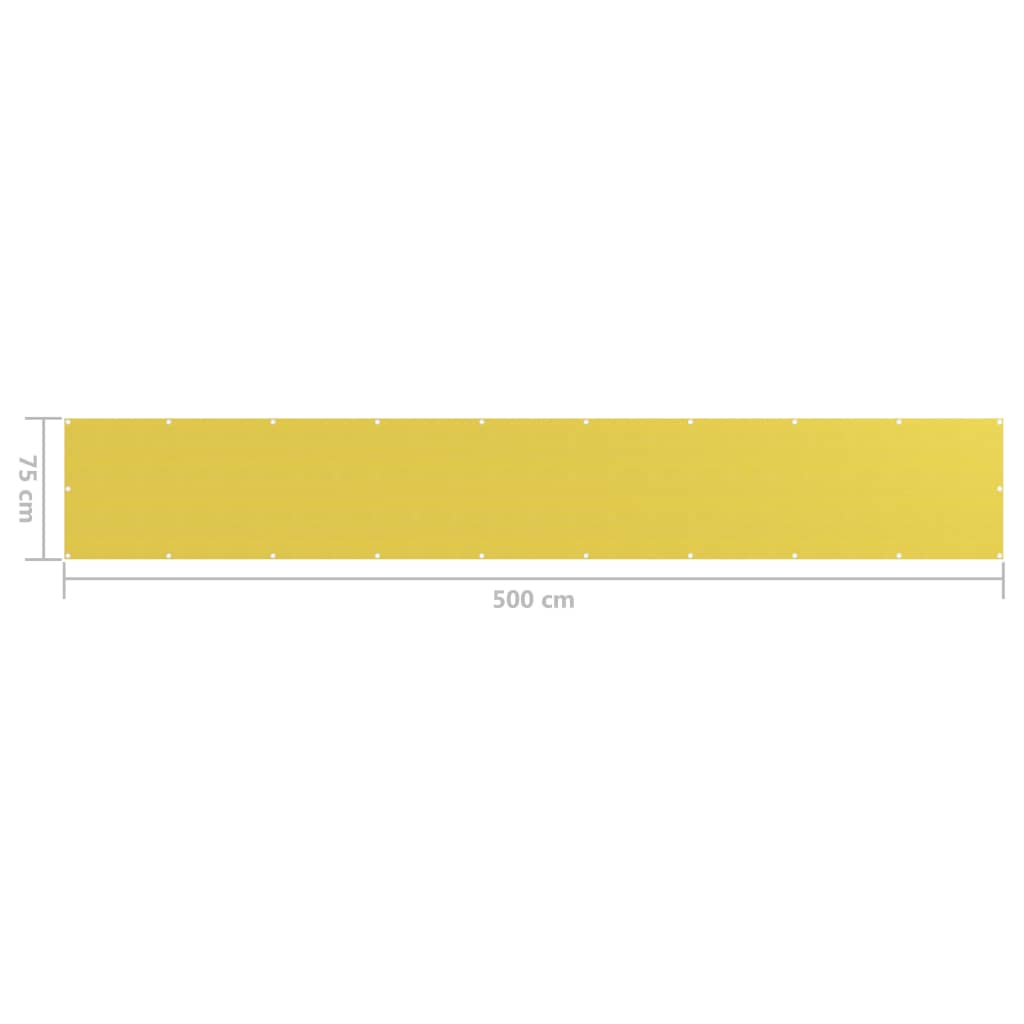 vidaXL Parawan balkonowy, żółty, 75x500 cm, HDPE