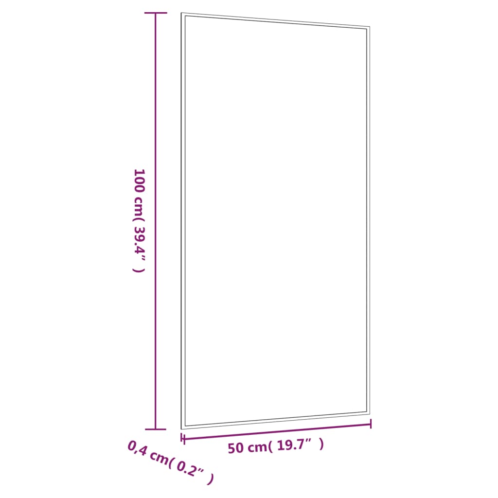 vidaXL Lustro ścienne, 50x100 cm, szklane, prostokątne