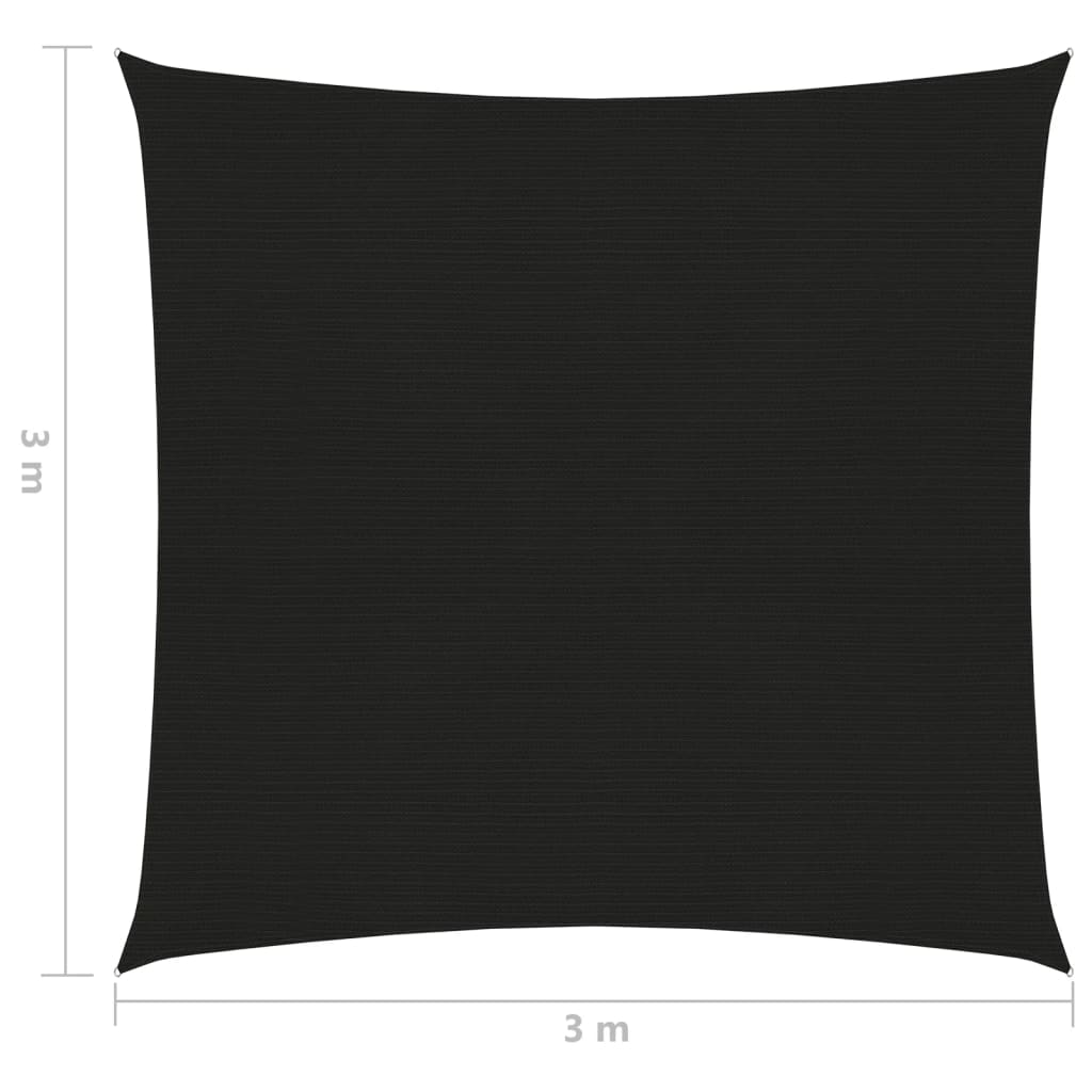 vidaXL Żagiel przeciwsłoneczny, 160 g/m², czarny, 3x3 m, HDPE