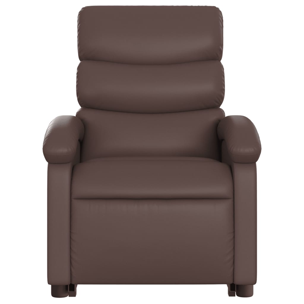 vidaXL Podnoszony fotel masujący, rozkładany, brązowy, ekoskóra