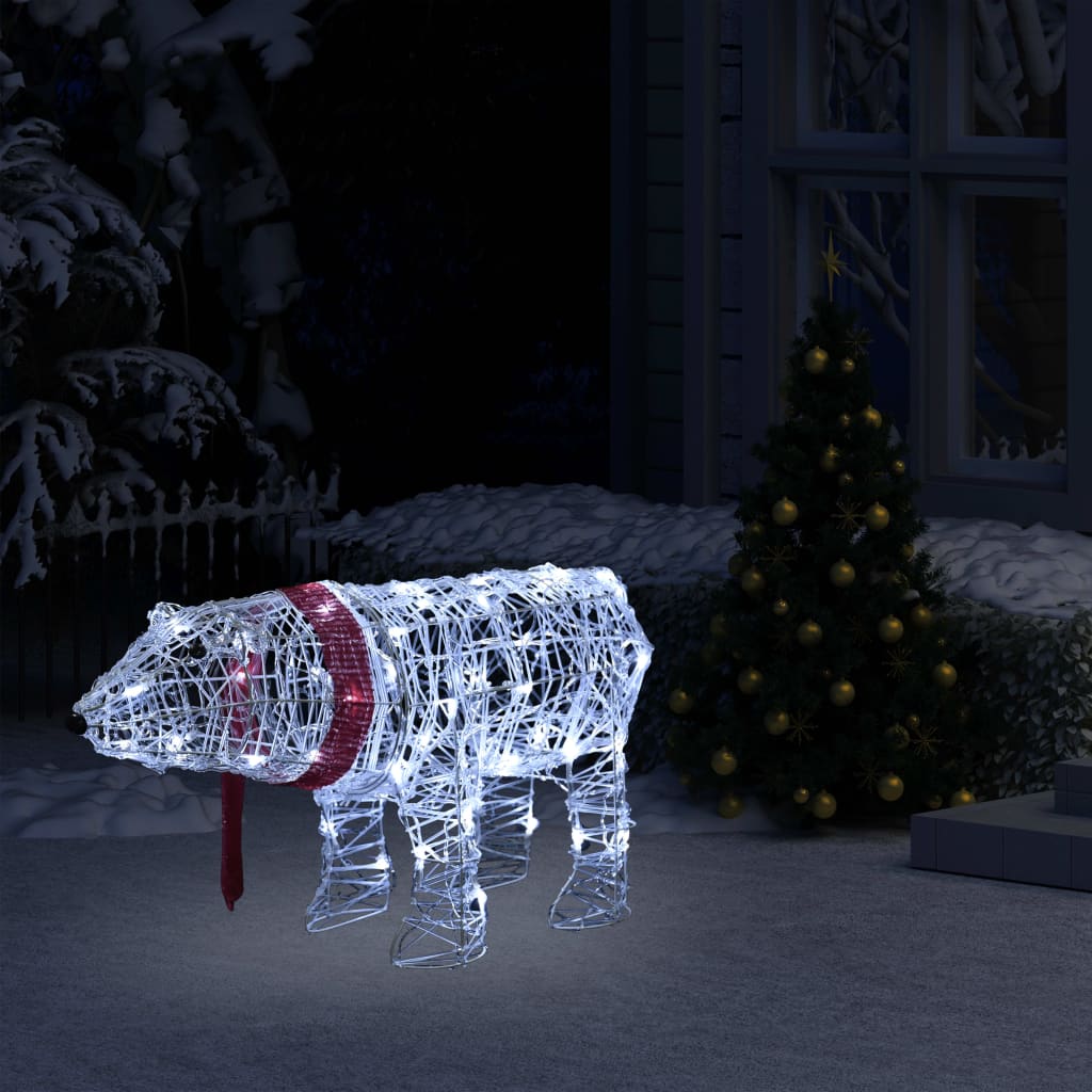 vidaXL Świąteczna dekoracja, niedźwiedź, 45 LED, 71x20x38 cm, akrylowa