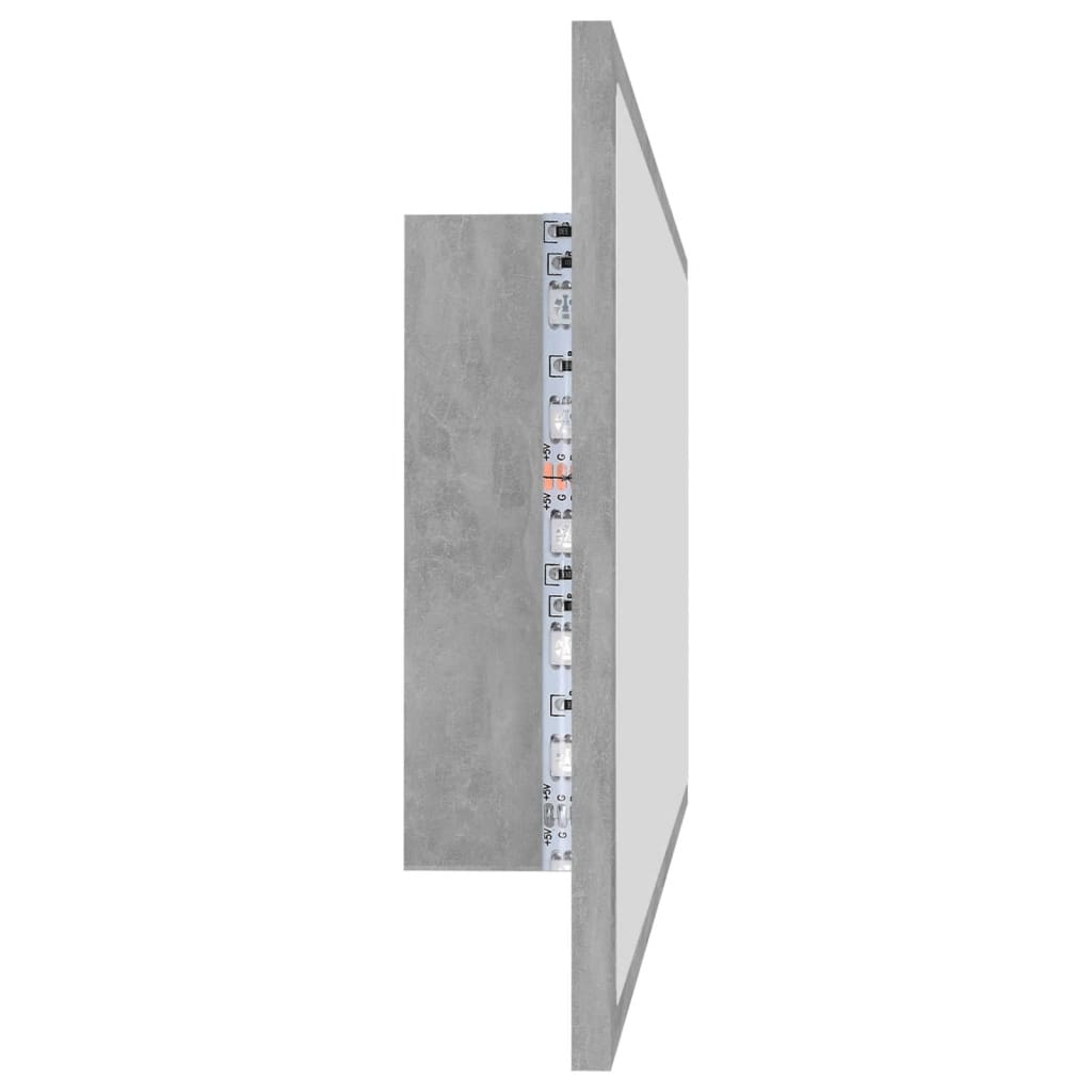 vidaXL Lustro łazienkowe z LED, szarość betonu, 100x8,5x37 cm, płyta