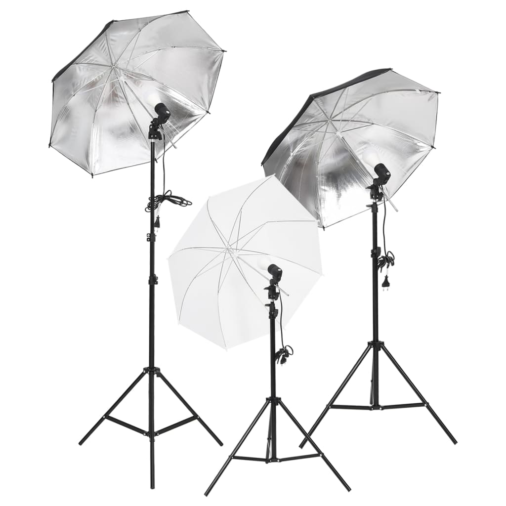 vidaXL Studyjny zestaw oświetleniowy ze statywami i parasolkami