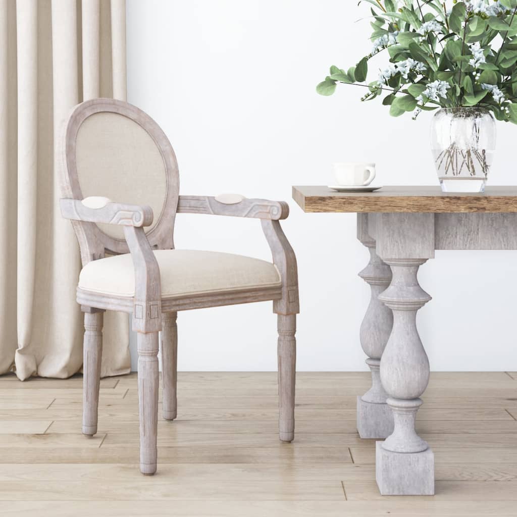 vidaXL Krzesło stołowe, beżowe, 54x56x96,5 cm, lniane