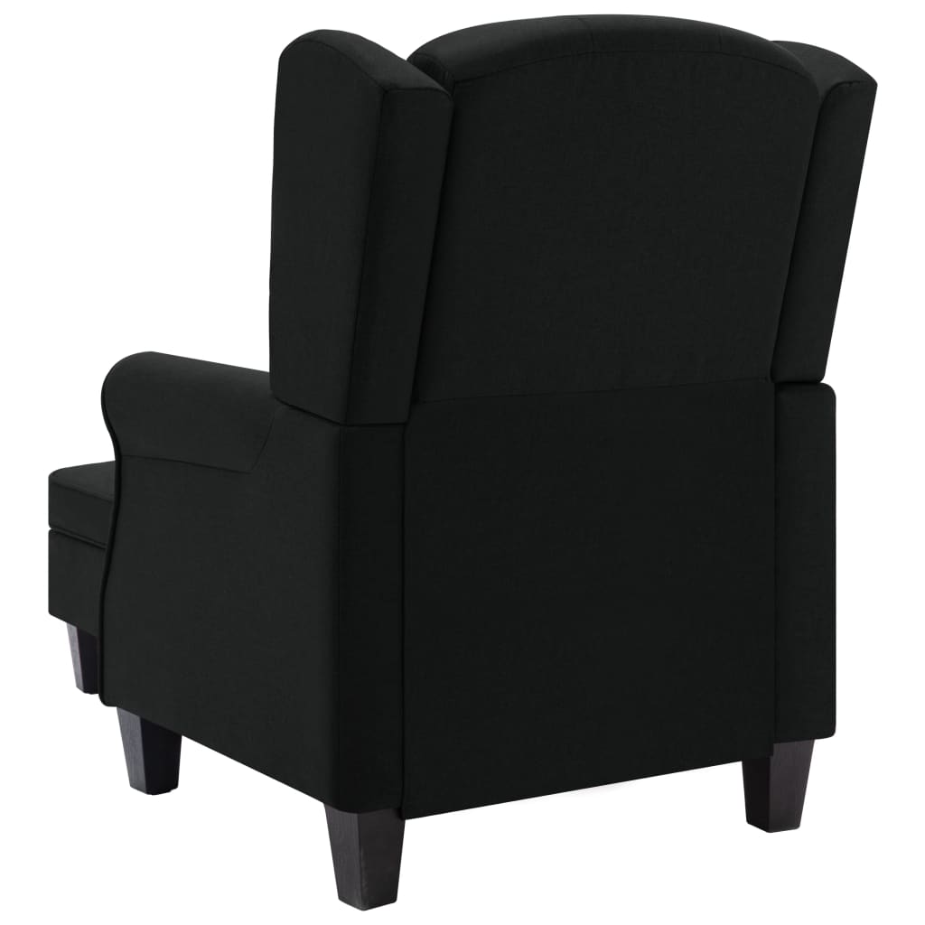 vidaXL Fotel z podnóżkiem, czarny, tapicerowany tkaniną