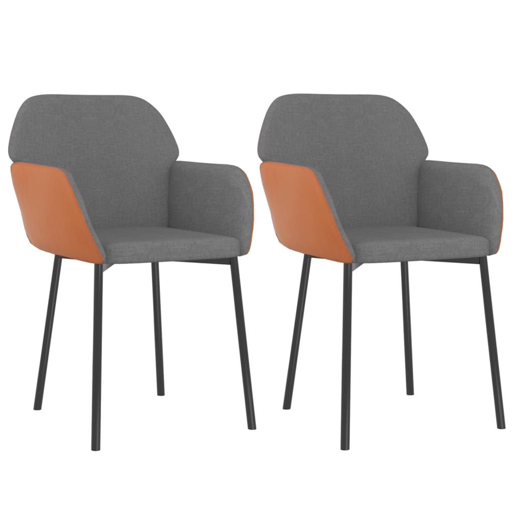 vidaXL Krzesła stołowe, 2 szt., jasnoszare, tkanina i sztuczna skóra