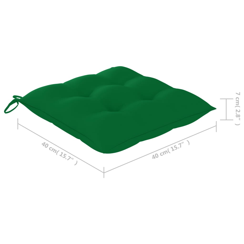 vidaXL 3-cz. zestaw mebli bistro, zielone poduszki, drewno tekowe