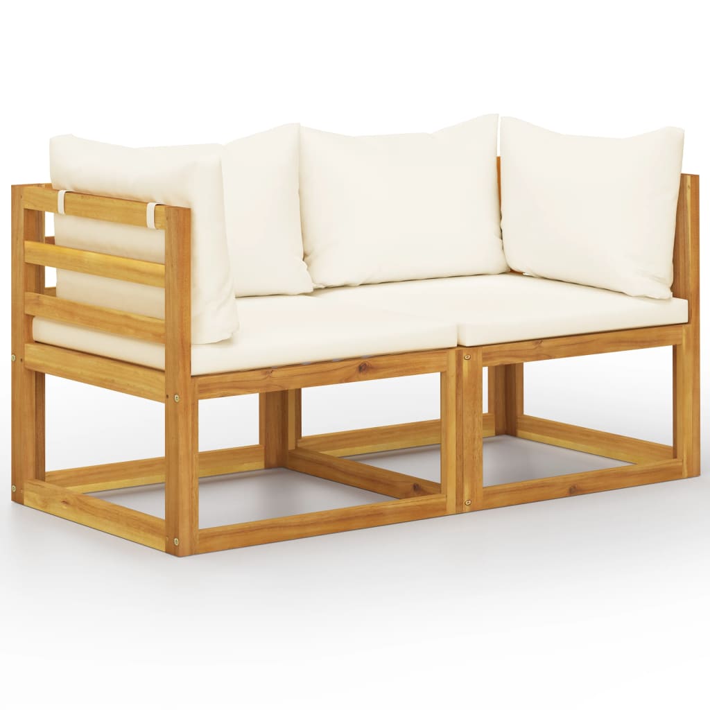 vidaXL 2-osobowa ławka ogrodowa z kremowymi poduszkami