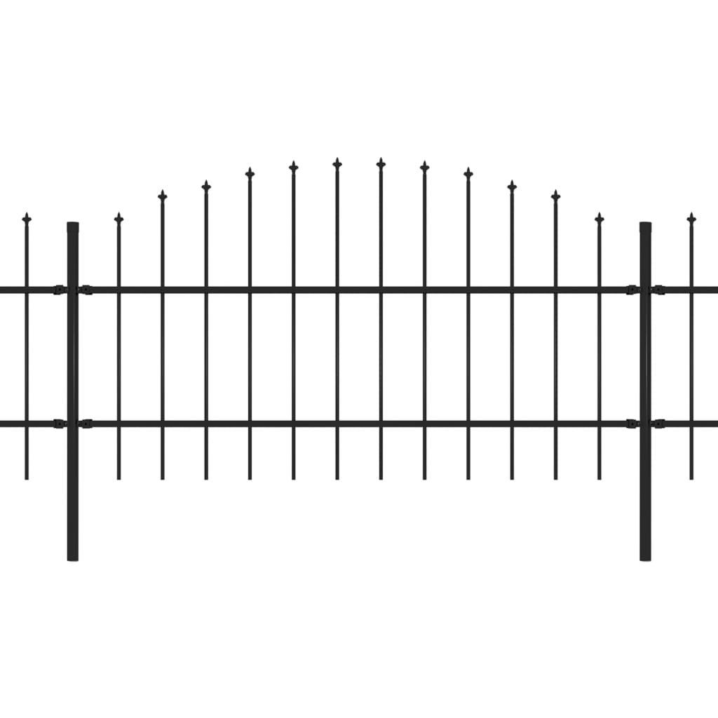vidaXL Panele ogrodzeniowe z grotami, stal, (0,75-1) x 3,4 m, czarne