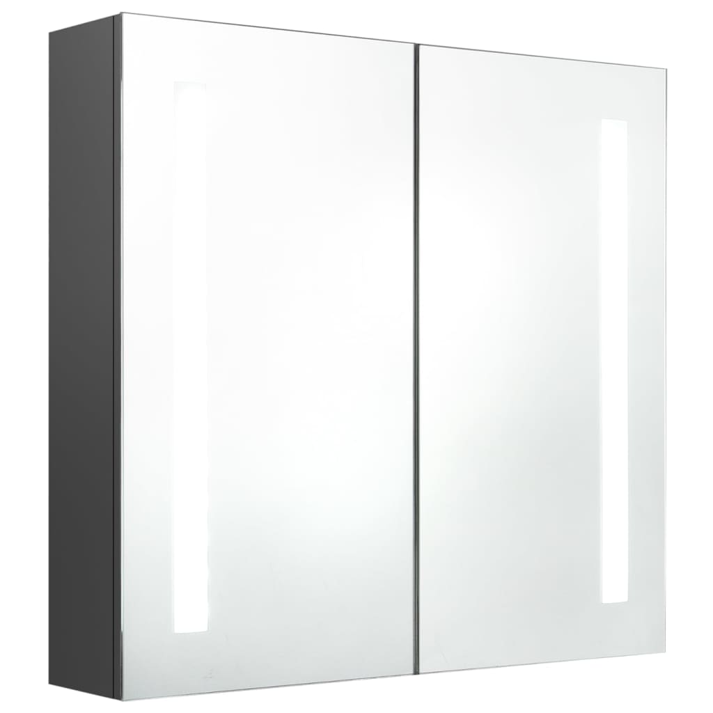 vidaXL Szafka łazienkowa z lustrem i LED, szara, 62x14x60 cm