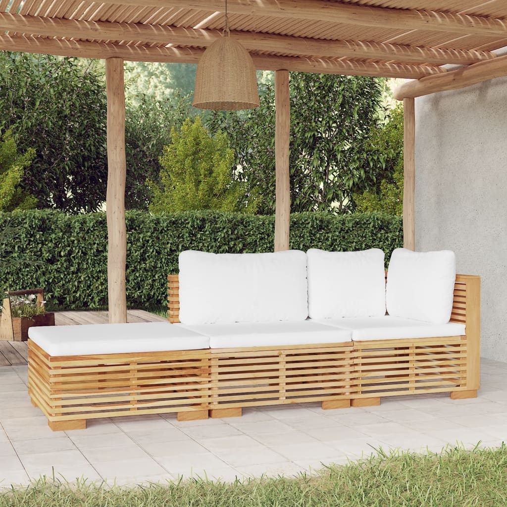 vidaXL 3-cz. zestaw wypoczynkowy do ogrodu, poduszki, drewno tekowe