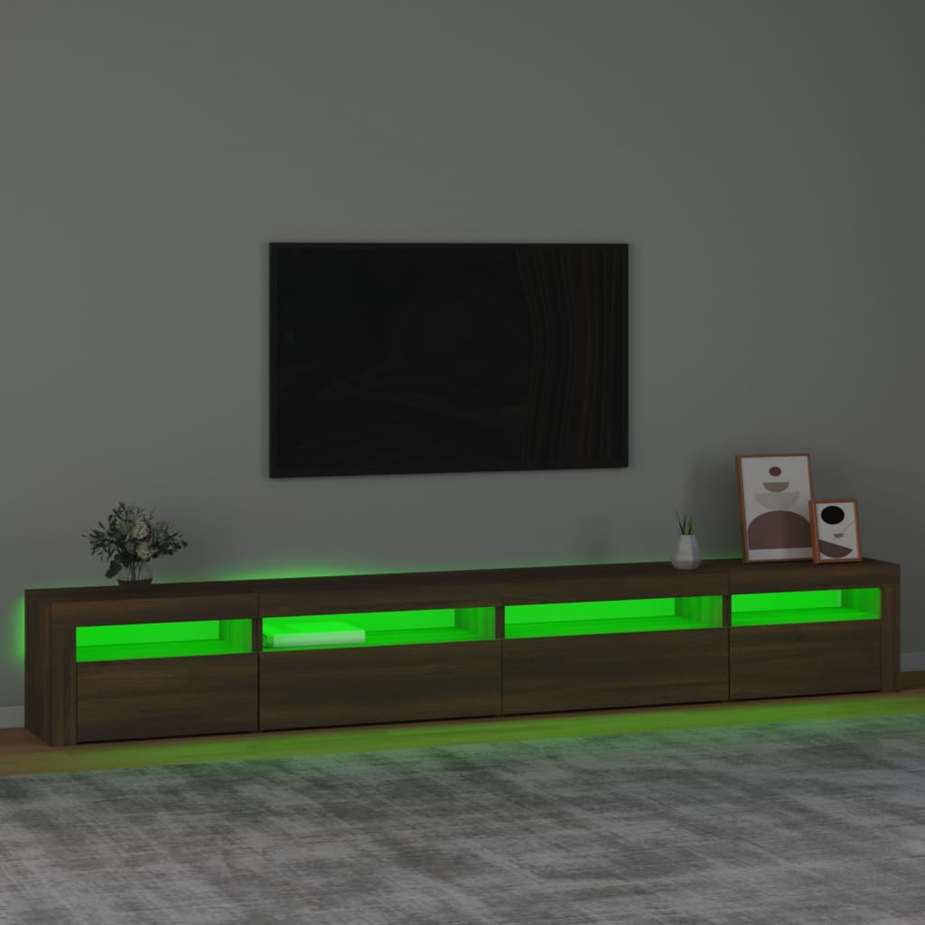 vidaXL Szafka pod TV z oświetleniem LED, brązowy dąb, 270x35x40 cm