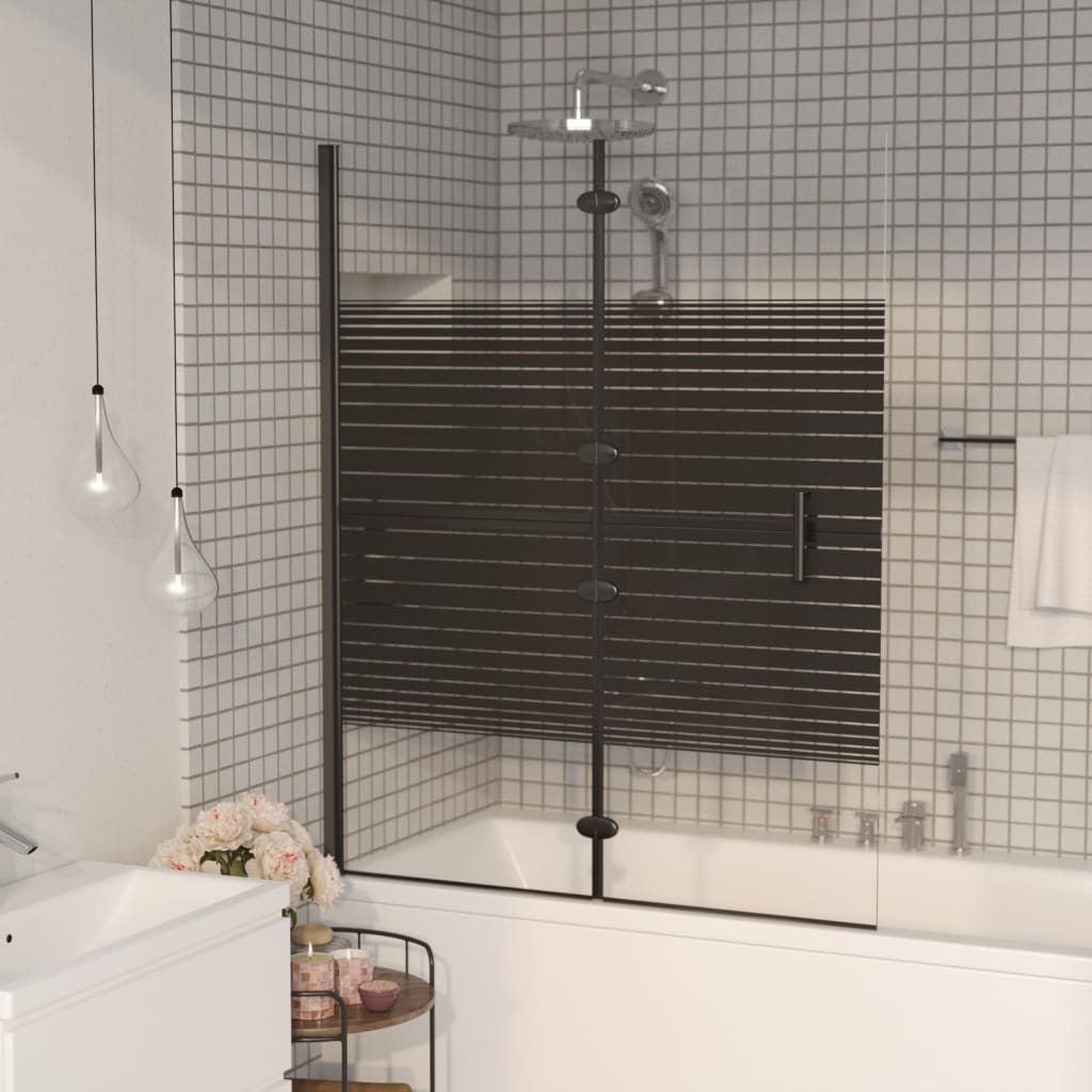 vidaXL Składana kabina prysznicowa, ESG, 100x140 cm, czarna