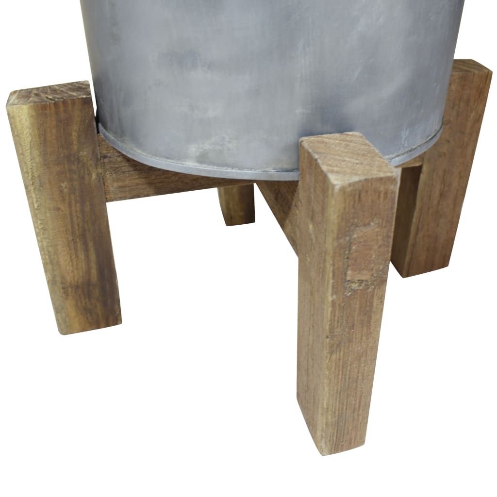 vidaXL Kosz na pranie, ocynkowane żelazo, lite drewno, 30x 30x58 cm