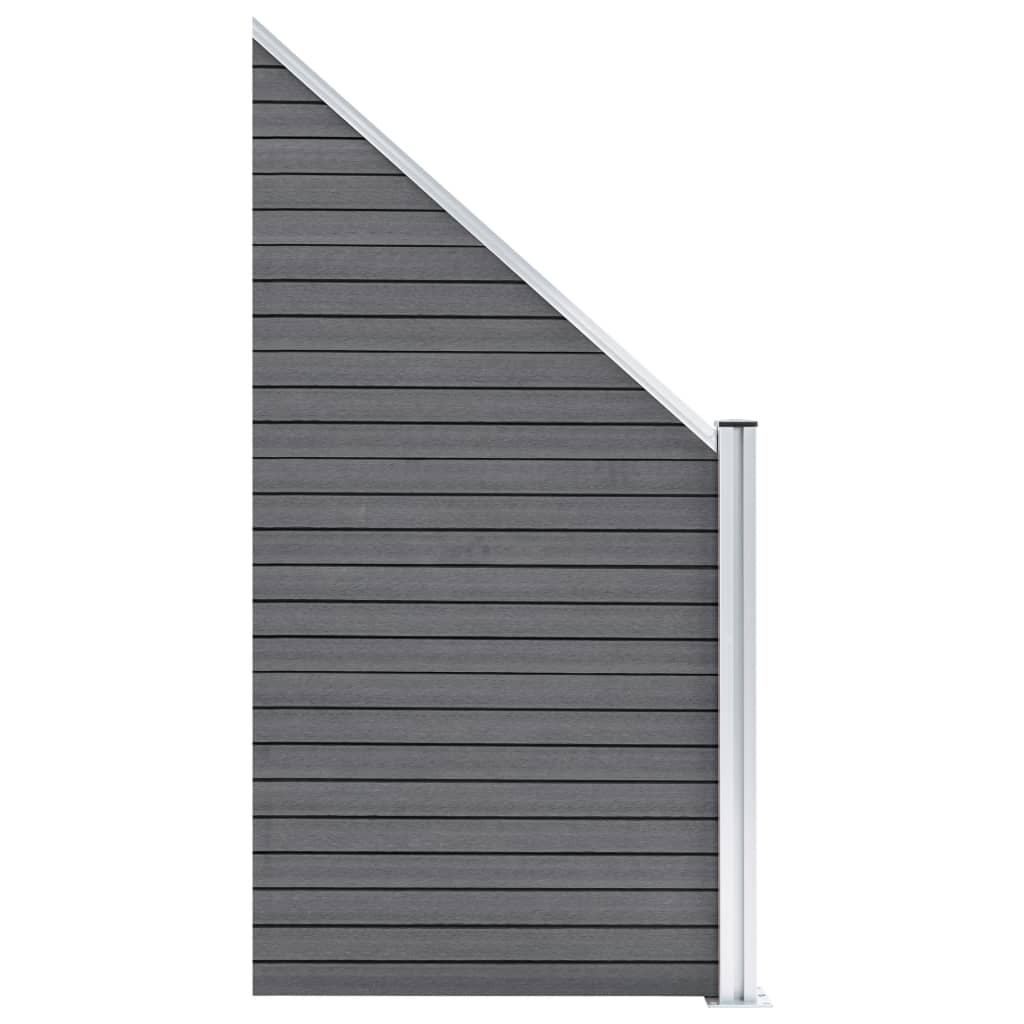 vidaXL Ogrodzenie WPC, 4 panele kwadratowe, 1 skośny 792x186 cm, szare