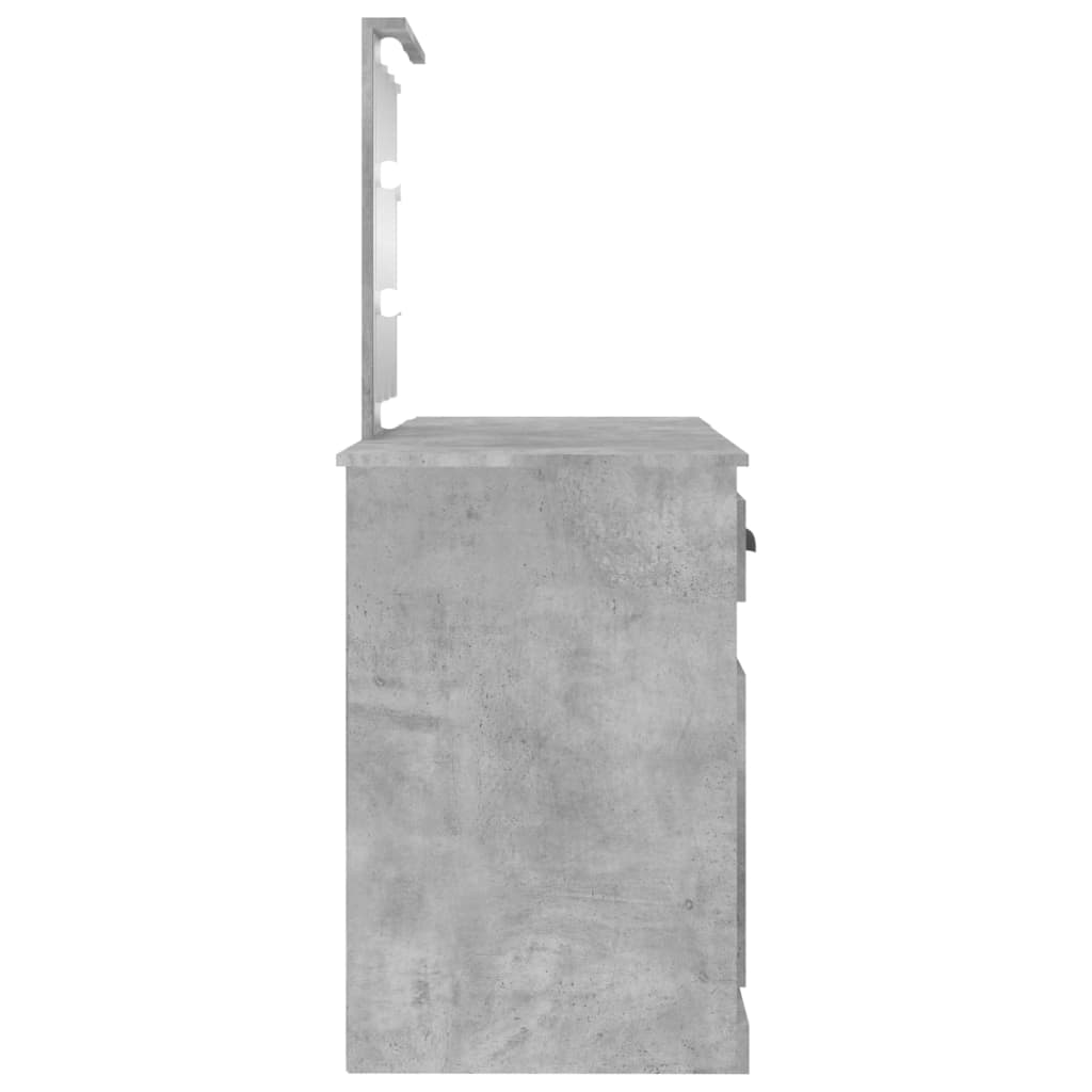 vidaXL Toaletka z oświetleniem LED, szarość betonu, 130x50x132,5 cm