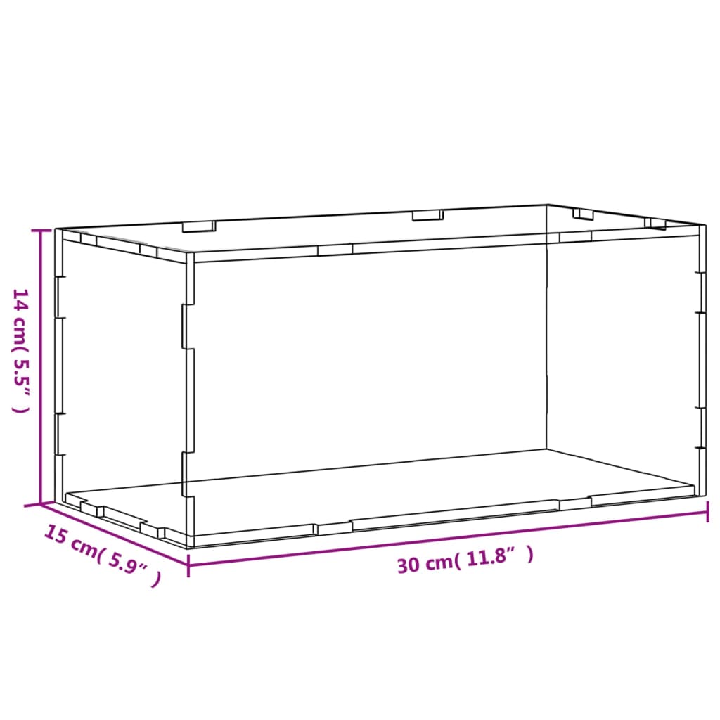 vidaXL Pudełko ekspozycyjne, przezroczyste, 30x15x14 cm, akrylowe
