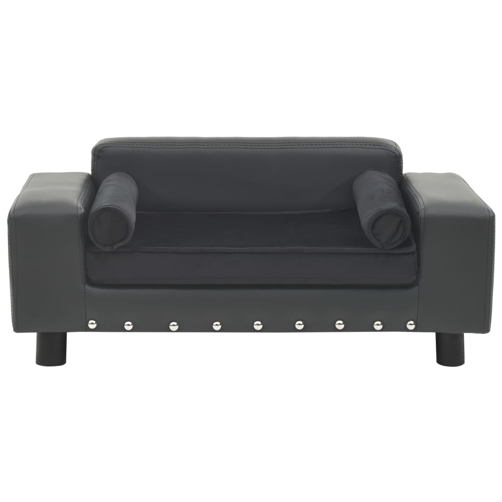 vidaXL Sofa dla psa, ciemnoszara, 81x43x31 cm, plusz i sztuczna skóra